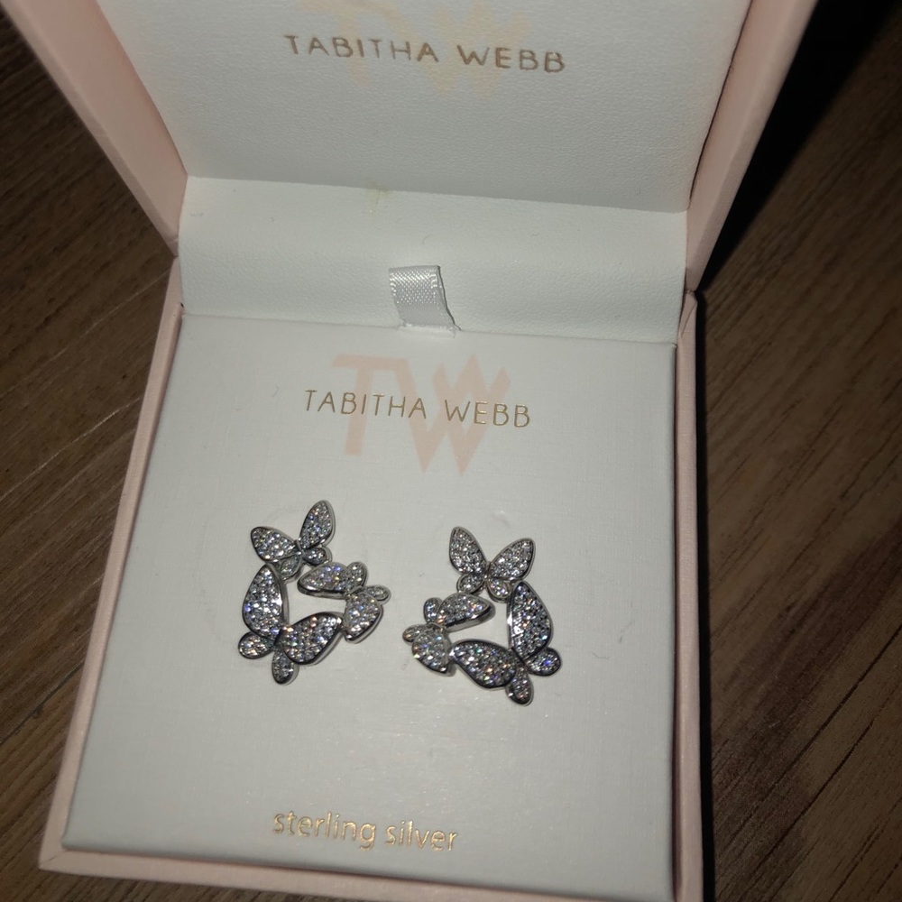 Sterling Silver butterfly stud earring set